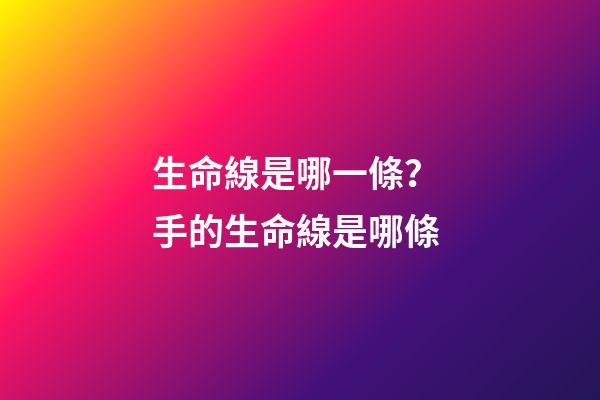 生命線是哪一條？ 手的生命線是哪條-第1張-觀點-玄機派